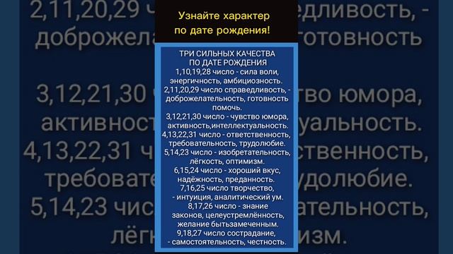 узнайте сильные качества человека по числу рождения! #полезныезаметки #советы #дляжизни