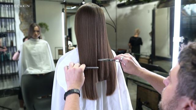 LONG WOMEN HAIRCUT: quick way to create a line - NIKITOCHKIN