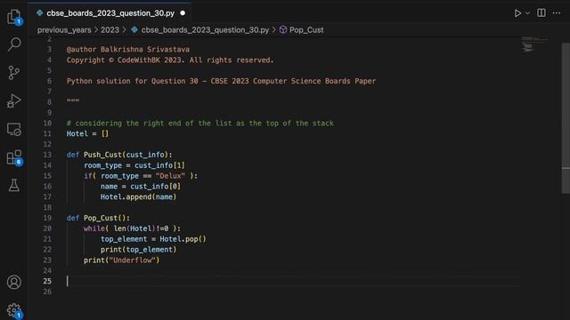 CBSE Class 12 Computer Science 2023 Boards Paper Question 30 Solution | Python code in Hindi