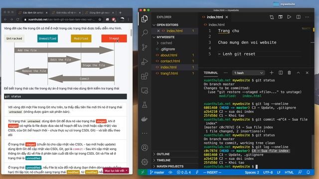 Git 03: Lệnh git reset, hủy (undo) commit, xóa commit смотреть онлайн