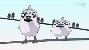 Two birds on a wire. | Animated