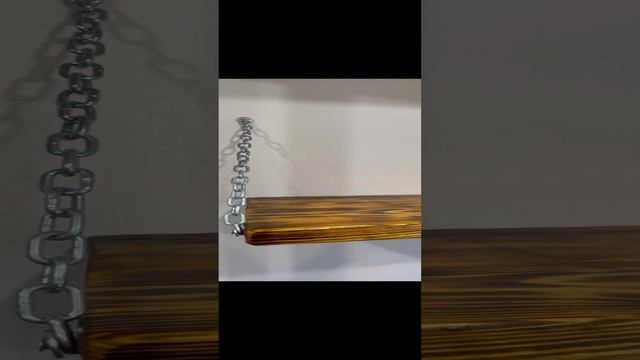 Полка из натурального дерева на цепочках своими руками ?  #полкаиздерева #полканавесная #полкадлякух
