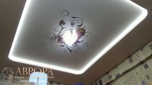 Двухуровневый потолок с подсветкой и фотопечатью