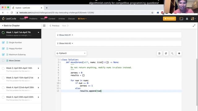 Move Zeroes (python) - Day 4/30 Leetcode April Challenge смотреть онлайн