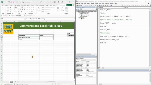 #exceltelugu #excelvba  #excel What are Excel VBA string functions |Ms excel in Telugu|Video 5.2