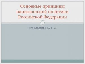 Основные принципы национальной политики в России