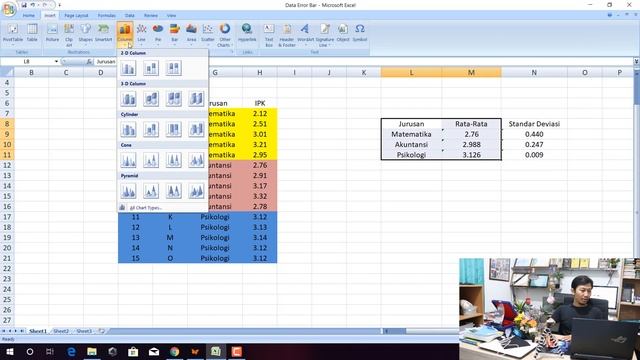 Membuat Grafik Batang Rata Rata dan Error Bar dengan EXCEL смотреть онлайн