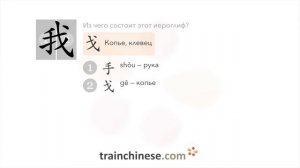 Как пишется 我 (wǒ) – я, мне, мой — порядок черт, ключ, примеры и произношение