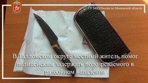 В Талдомском округе местный житель помог полицейским задержать подозреваемого в разбойном нападении