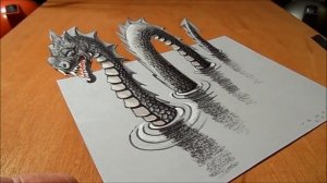 How To Draw A 3d Loch Ness Monster - Awesome Trick Art