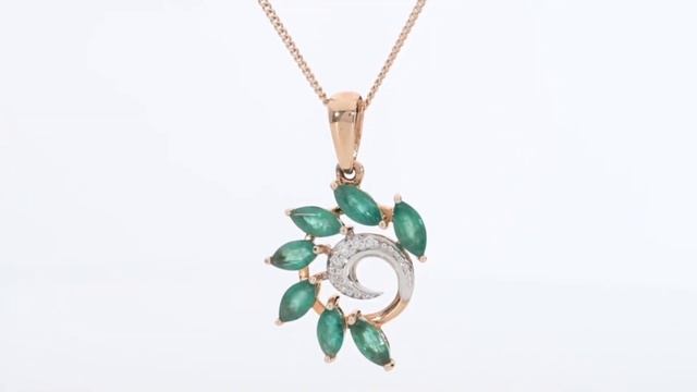 Ювелирный комплект с бриллиантами и изумрудами 01 L