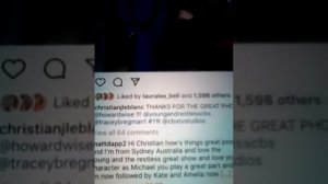 2022 CHRISTAN LE BLANC YOUNG AND THE RESTLESS AND TRACY BRIGMAN LIKED MY COMMENT ON MON 10TH 2022