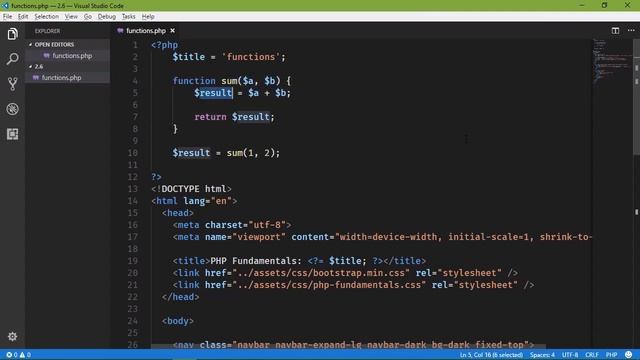 2.6 PHP Fundamentals  - PHP Functions