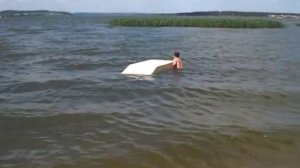 Лодка из пенопласта. Испытания. Unique video! Test the boat out of foam.