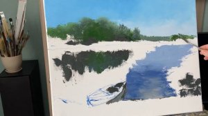 Пейзаж мастихином. Пошаговое видео. Как пользоваться мастихином.Landscape with a palette knife. Ч.1