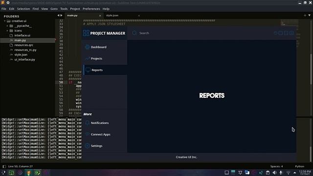 Simple User Interface With Side Menu And Navigation Pages | QT PYQT PYSIDE QT DESIGNER
