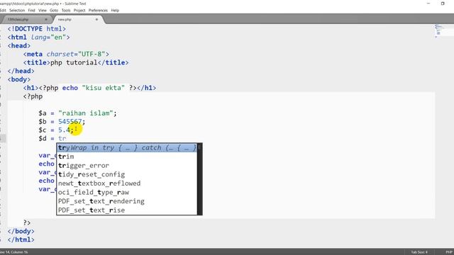PHP Bangla Tutorial for Beginners Full - PHP Tutorial Part 4 - PHP Data Type