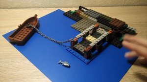 Лего LEGO постройка из конструктора. Постановка "у бабушки на даче" либо "кладка для рыбалке".