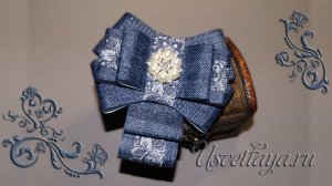 Как сделать красивый галстук из джинсовой ленты