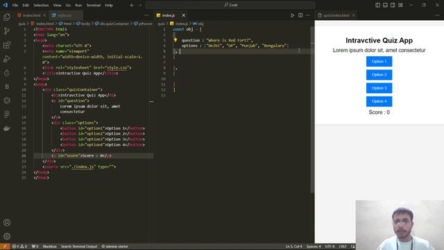Build an Interactive Quiz App: JavaScript Part-1 (Project for Beginners) | Missing Code #javascript
