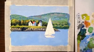 Gouache Painting | Coastal Sail | Himi Miya