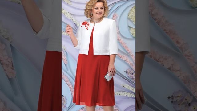 #наряднаяодежда #большойразмер #NINELE Нарядный шифоновый комплект с белым жакетом большого размера