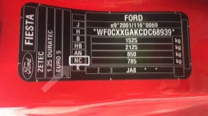 Where is the Paint Code / Colour Code Location on a Ford Fiesta 2020-2013. Find it Fast