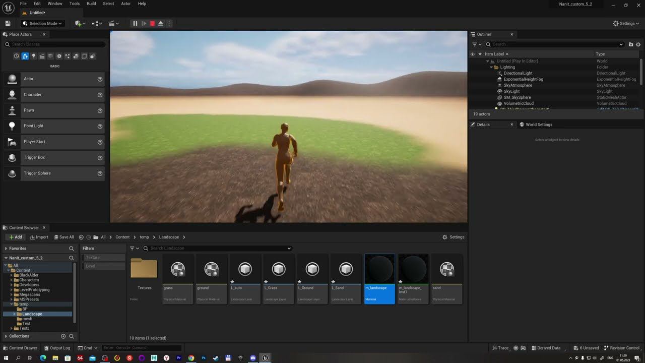 UE 5. 02-Добавляем физ. материал на авто-материал ландшафта. Add phys. material to auto-land. mat. смотреть онлайн