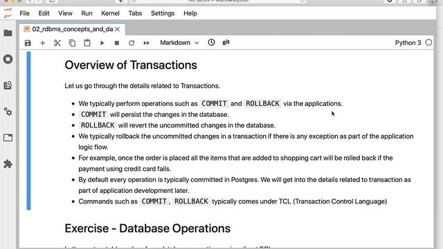 Mastering SQL - Postgresql - DML or CRUD Operations - Overview of Transactions