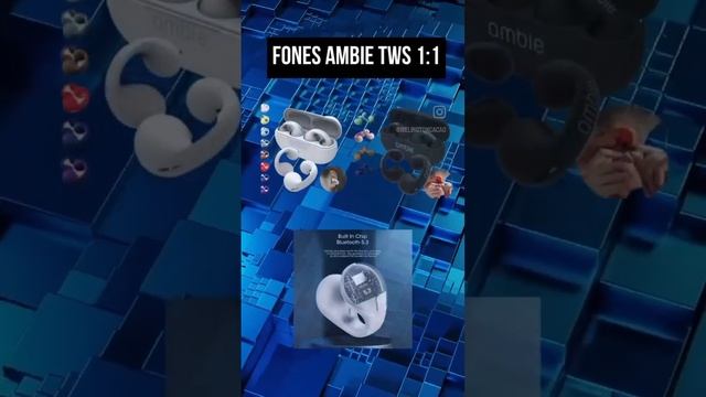 Fone de Ouvido Modelo AMBIE 1:1 TWS Condução Óssea Tipo Brinco Bluetooth.