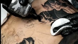 Process tattoo | Крашу грудак | Fu dog tattoo | Process tattoo time lapse