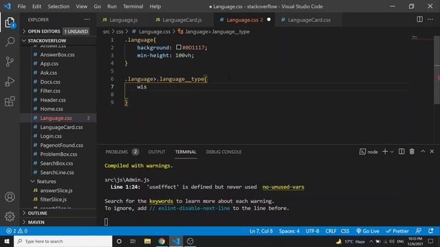 stack overflow clone part #21 | using react JS and redux | Language ...