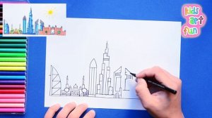 How to draw Dubai City Skyline