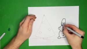 Как  нарисовать Елку и Снеговика Легко / How to draw Christmas Tree and Snowman Easy