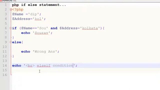 Beginner php oop part 7 if else and elseif conditions