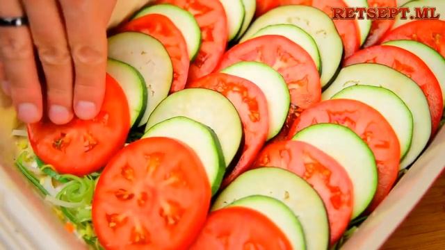 Запеченные овощи - кабачки, баклажаны, помидоры в духовке рецепт смотреть онлайн