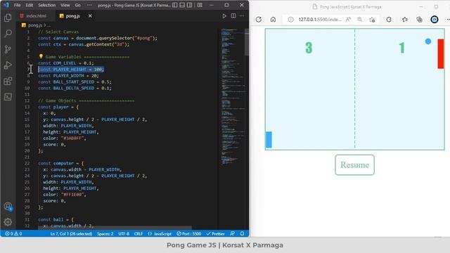 JavaScript Projects - Complete Ping Pong Game with HTML5 Canvas - Part 1 مشاريع جافا سكريبت