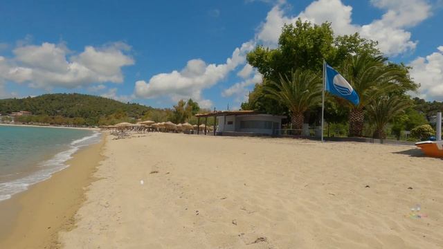 Halkidiki Sithonia Neos Marmaras beach Walking Tour смотреть онлайн