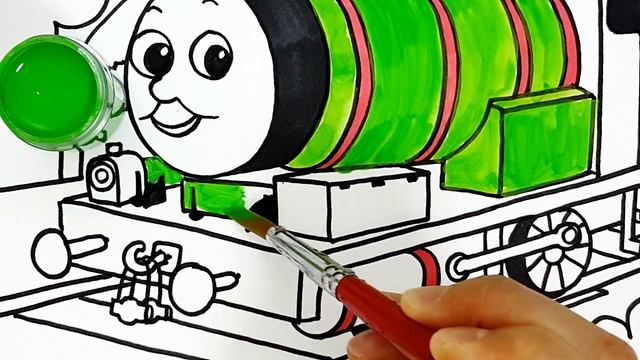 How to draw Percy The Small Engine . learn colors easy drawing painting coloring pages for kids смотреть онлайн
