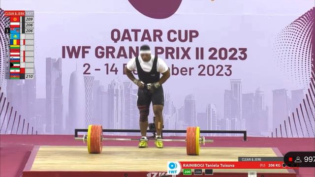 #штангист вк 109 кг М, толчок. Борьба за призовые места. Большой приз. Катар, 13 декабрь 2023 год. смотреть онлайн