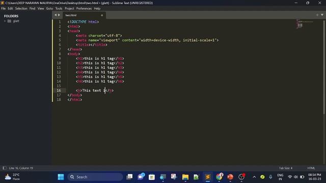 Part 3 HTML Tags - div, span, h1- h6, b  - HTML Tutorial for Beginners