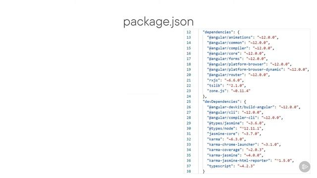 Angular Installing What We Need  package json