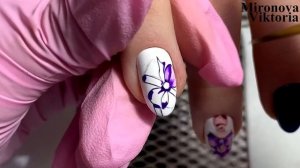 Сочный фиолетовый маникюр.  Покрытие гель лаком ПОД кутикулу.