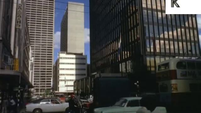 1970s Johannesburg, South Africa, Streets, People, Skyscrapers, 35mm Archive Footage