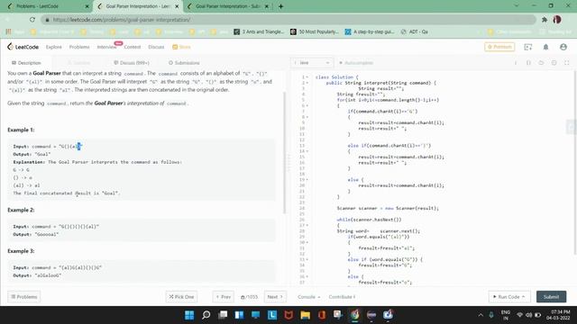 Goal Parser Interpretation Leetcode Question #java #coding #intervewQuestions