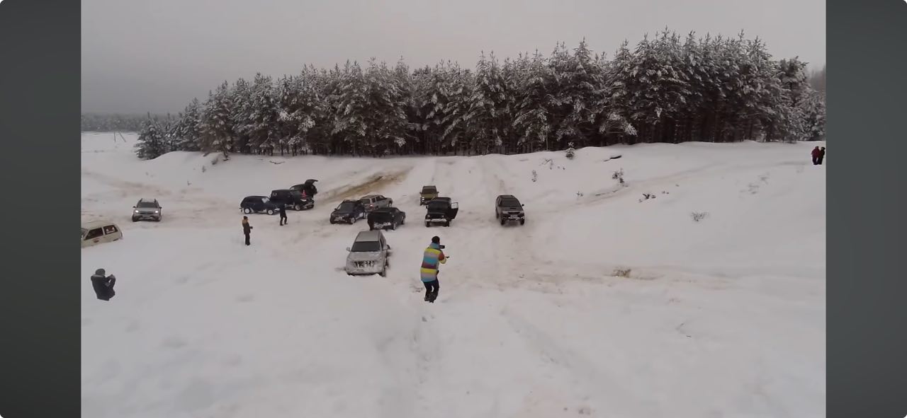 Ока 4х4 два мотора, Москвич quattro Turbo, Нива, Land Cruiser, Dodge RAM в снежной целине! смотреть онлайн