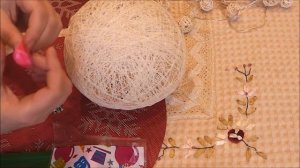 Интерьерный Шар светильник, сделанный из ниток.