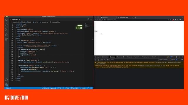Custom Audio Player with HTML CSS & JS