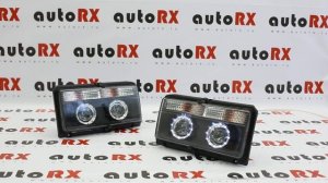 Передние фары для ВАЗ 2104, 2105, 2107 (черные с линзой)