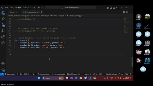 37 Module 4 && Day 12 part 1 Destructuring in Js  && 11th October 2023